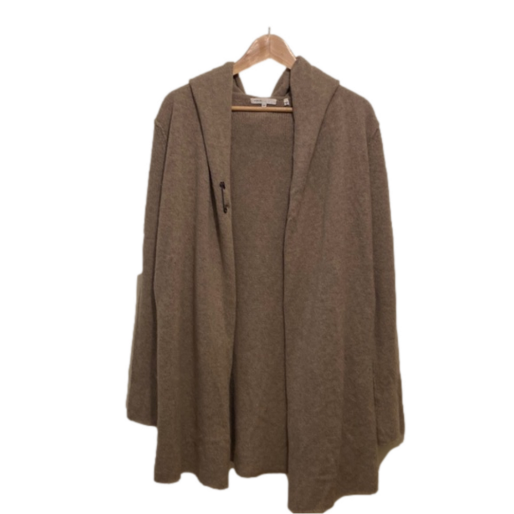 Vince beige alpaca wool cashmere open long hooded cardigan. Size S .